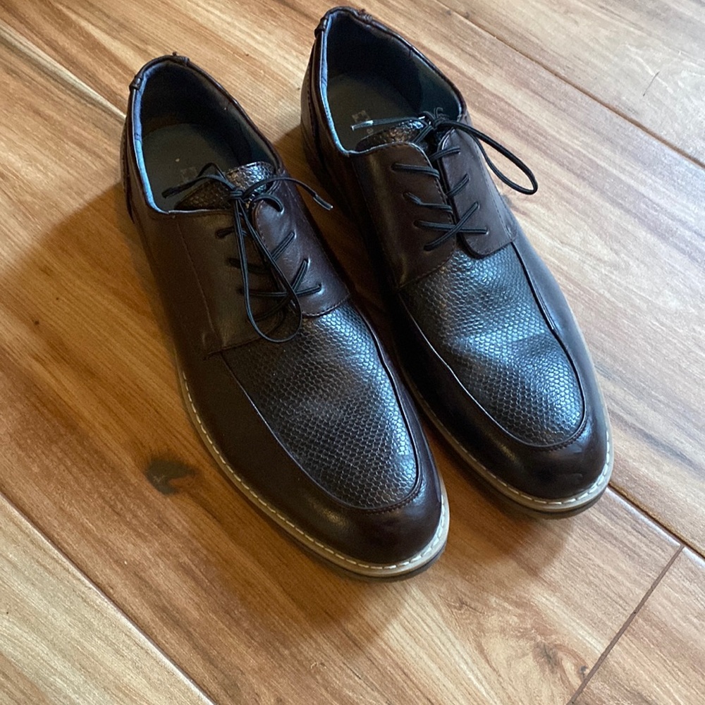 New Alpine Swiss Mens Dark Brown Leather lace up Dress shoes